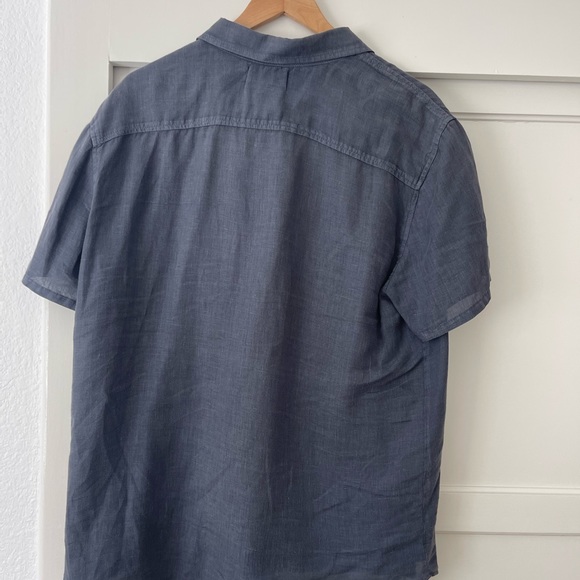 Velvet by Gahram & Spencer, button down, linen, navy blue shirt - Picture 2 of 3